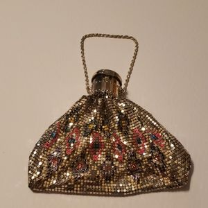 Vintage Silver Enamel Mesh Purse